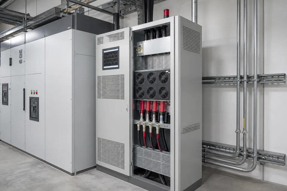 Illustrative active harmonic filter cabinet with power-electronics cooling modules