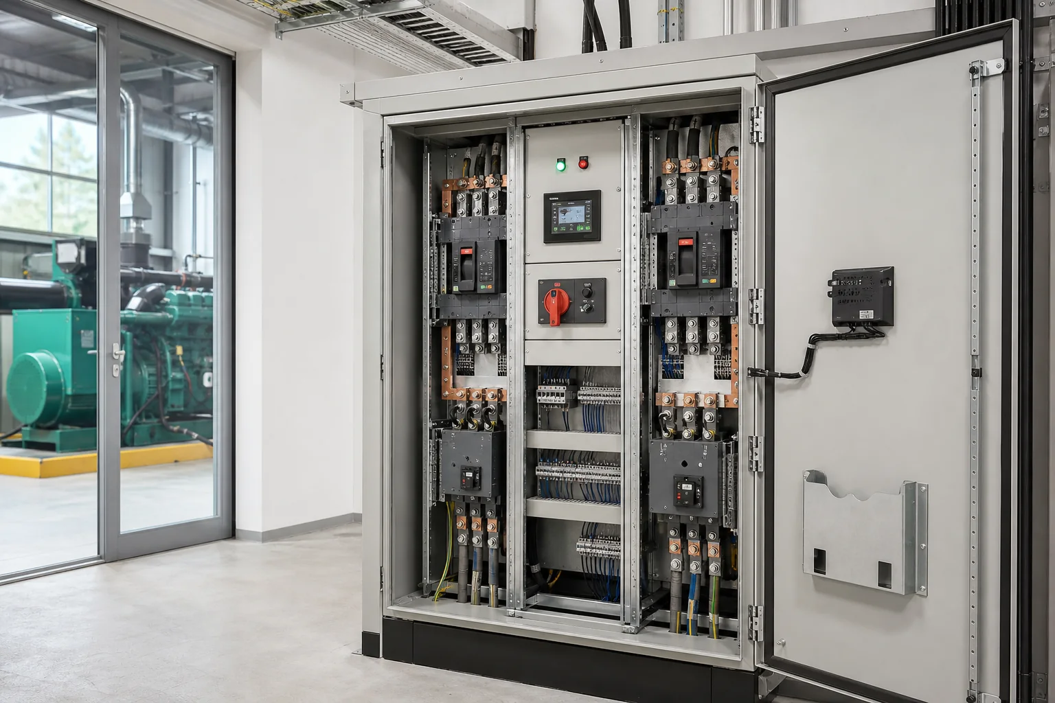 Illustrative automatic changeover control panel for utility and standby source selection