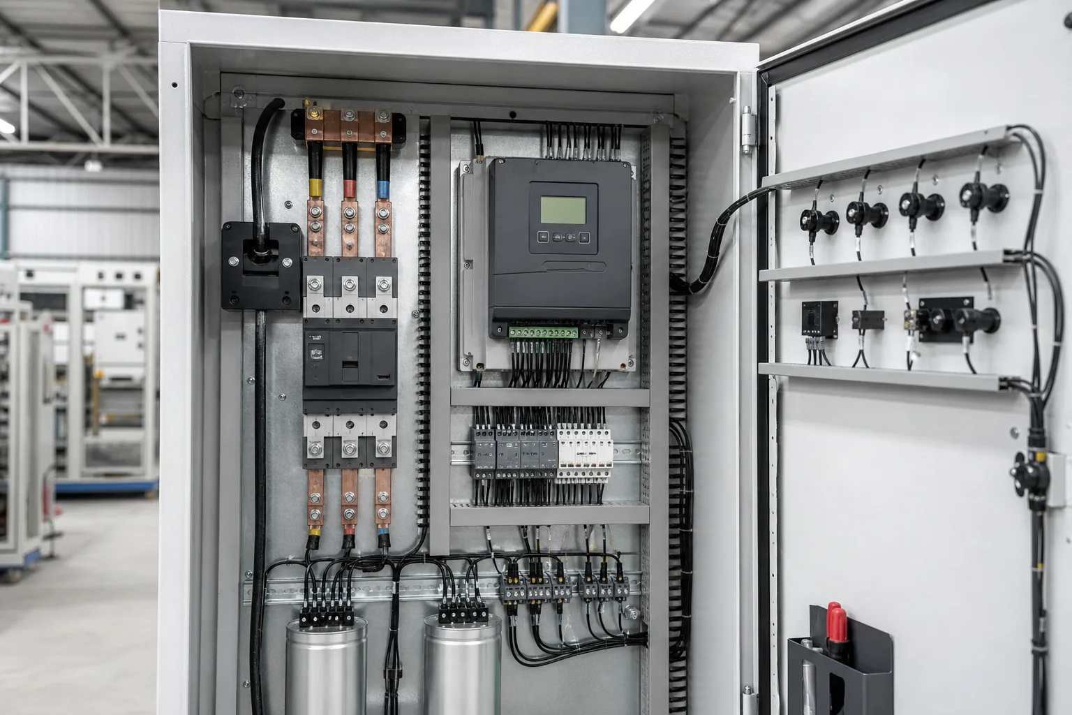 Illustrative APFC controller current-transformer wiring and commissioning measurement