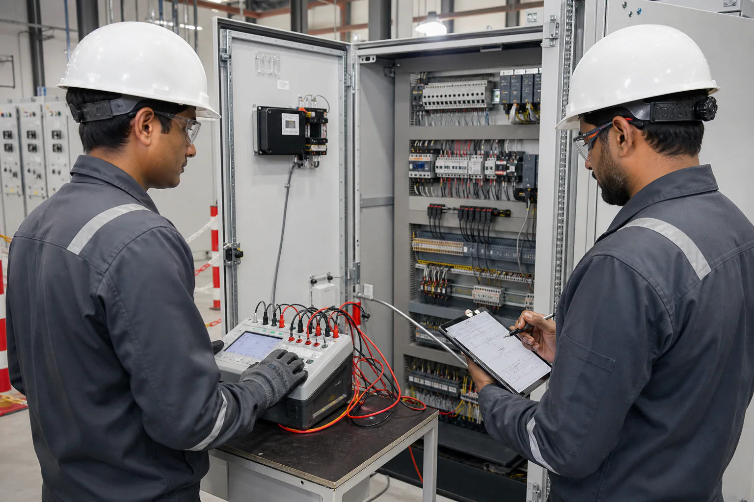 Illustrative factory acceptance test of an industrial control panel with test records
